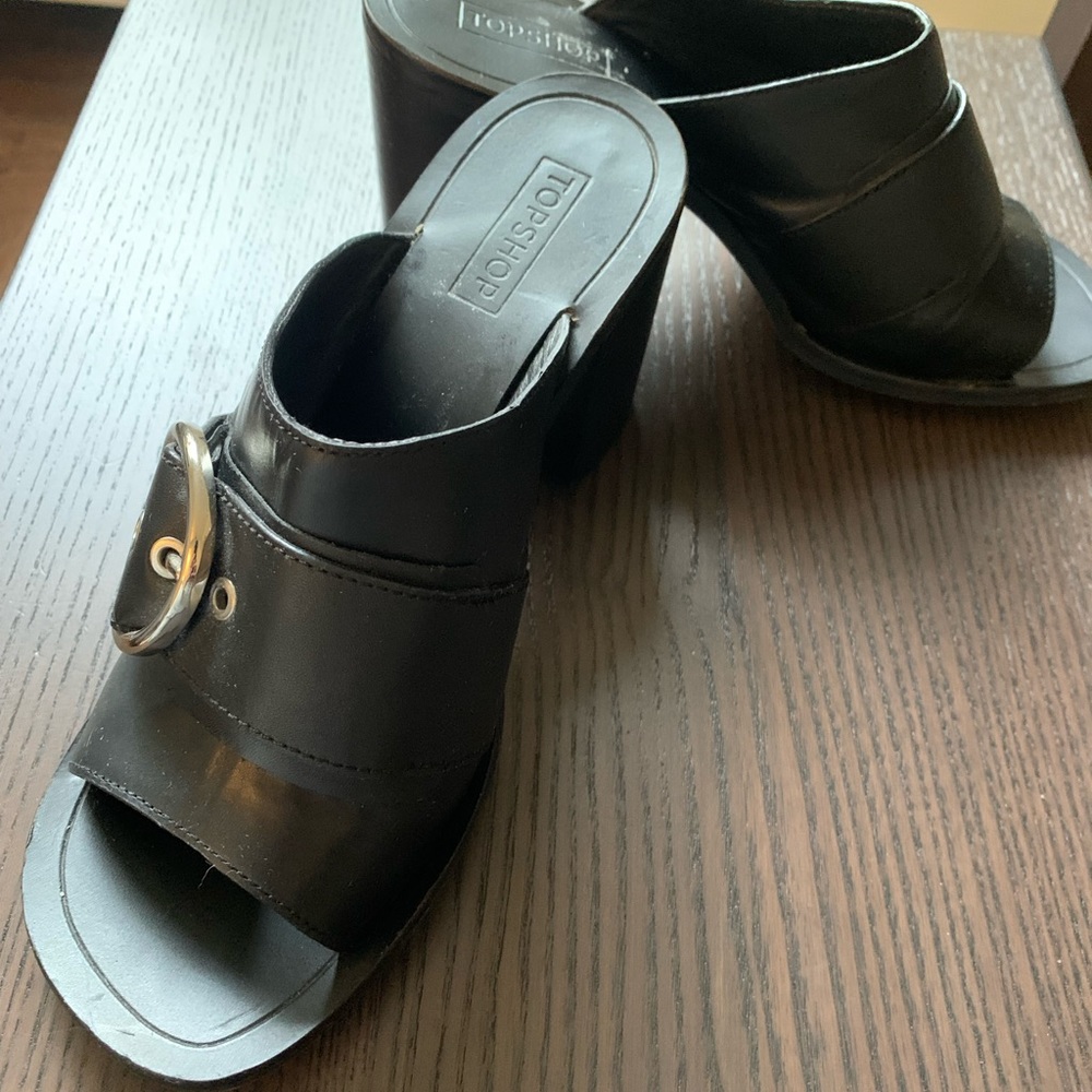TOPSHOP Black Buckle Heels Size US Women’s 8